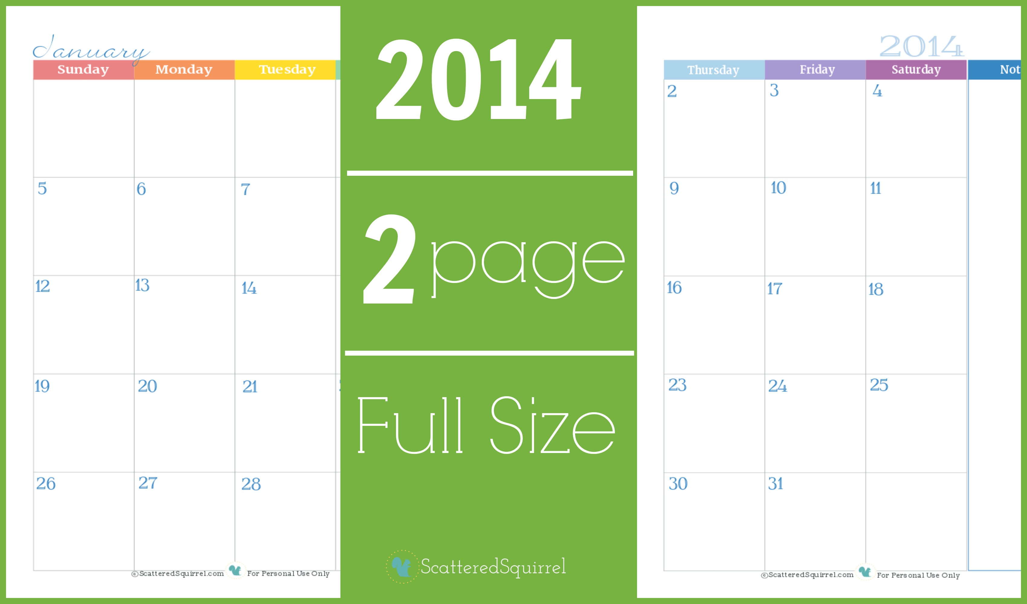 6 Best of 2 Month Per Page Full Size Calendar