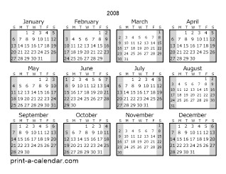 download 2008 printable calendars