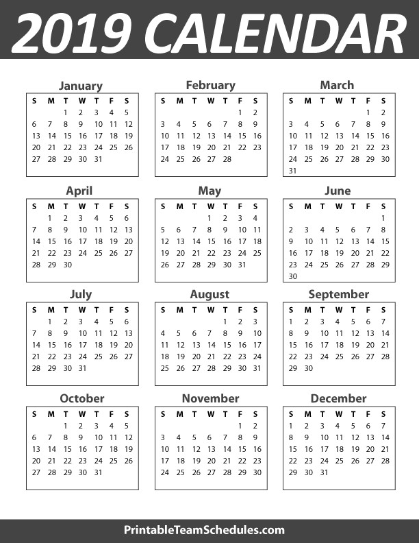 2019 Yearly Calendar – FREE DOWNLOAD