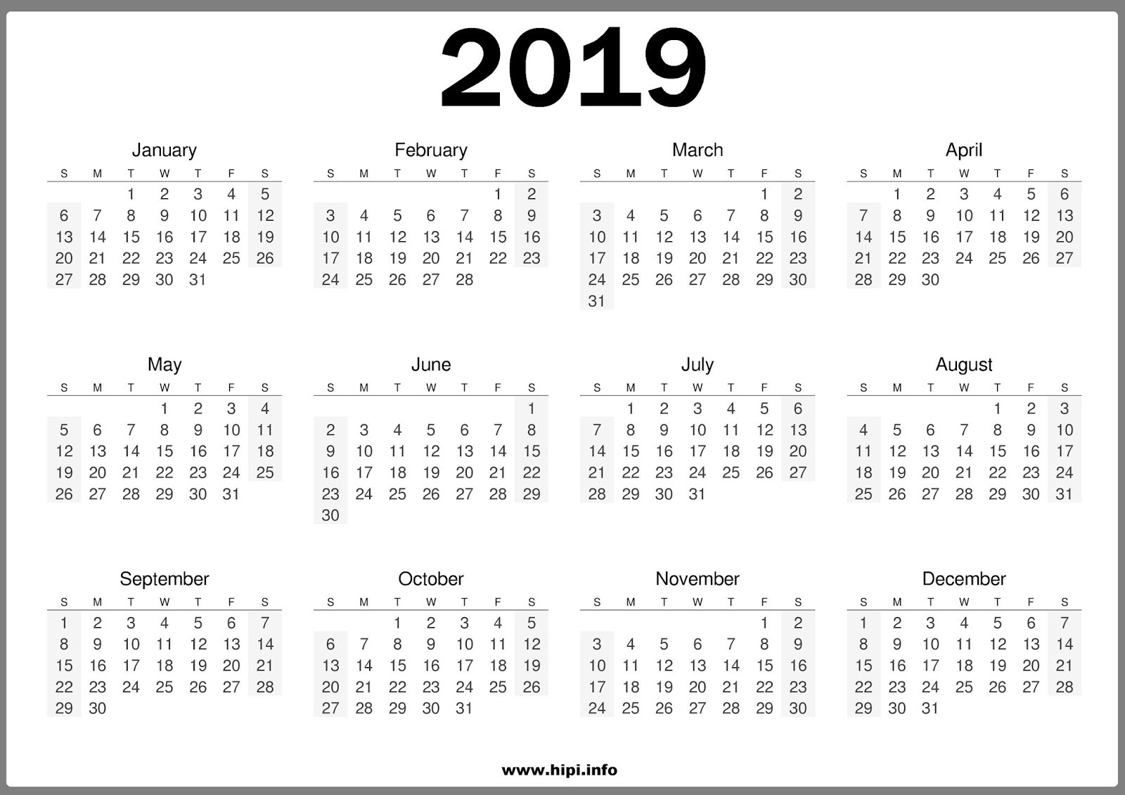 Free 2019 e Page Calendar Templates