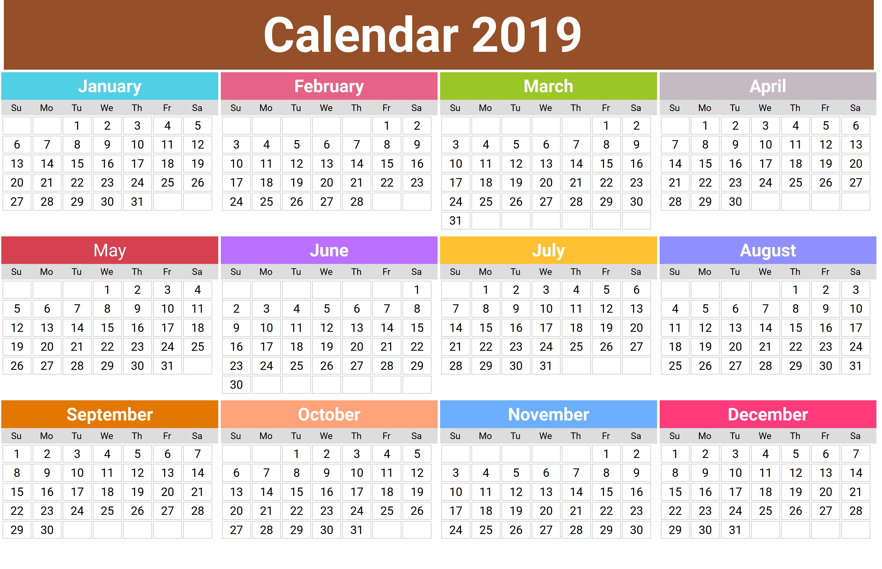 cute 2019 monthly calendar calendar 2019