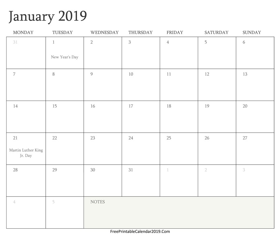 free printable calendar 2019 with holidays in word excel pdf