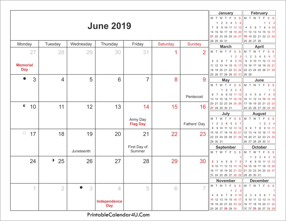 June 2019 Calendar PDF