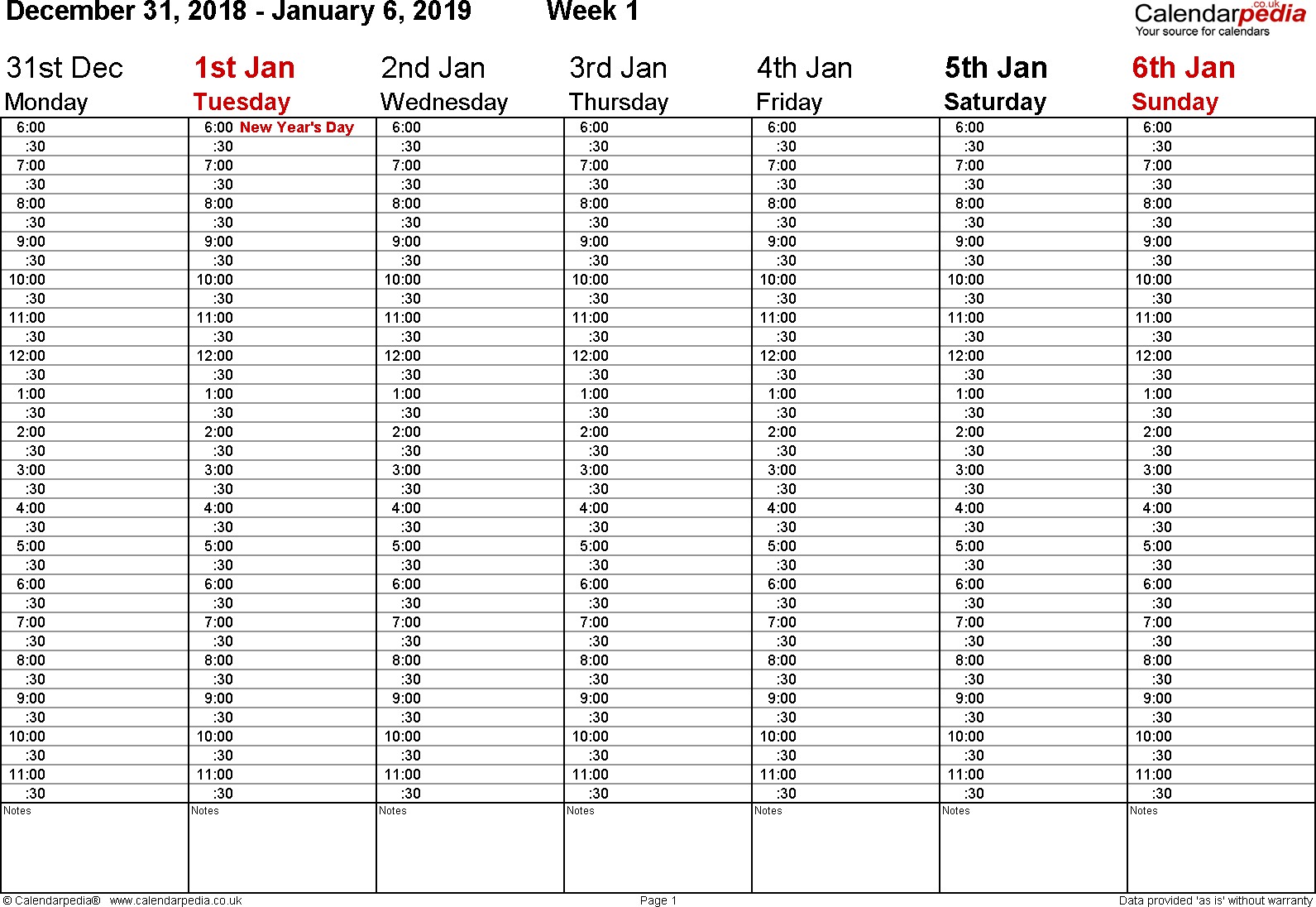 weekly calendar 2019 uk free printable templates for word