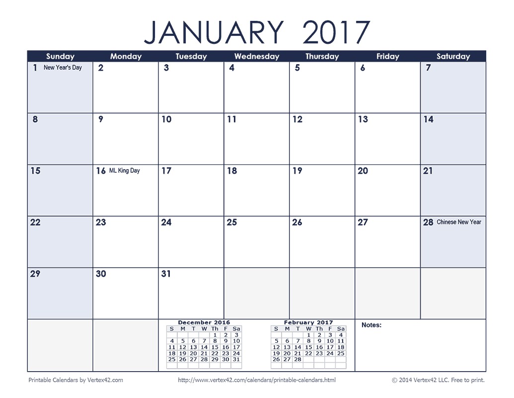 A3 Calendar 2017 To Print