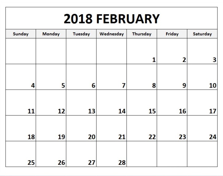 february 2018 calendar a4 printable calendar template