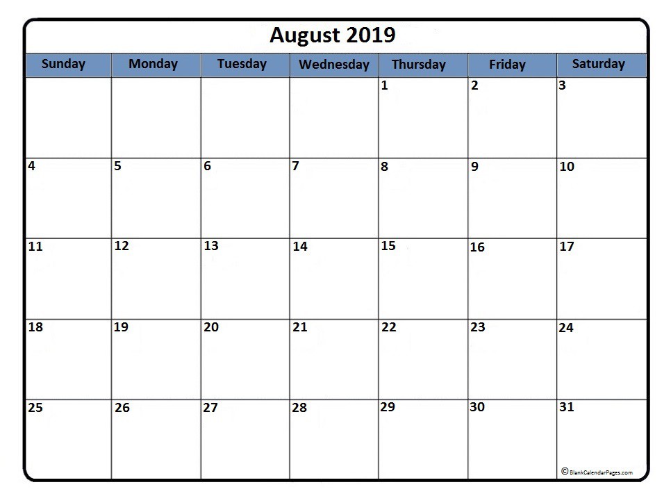 August 2019 calendar August 2019 calendar printable