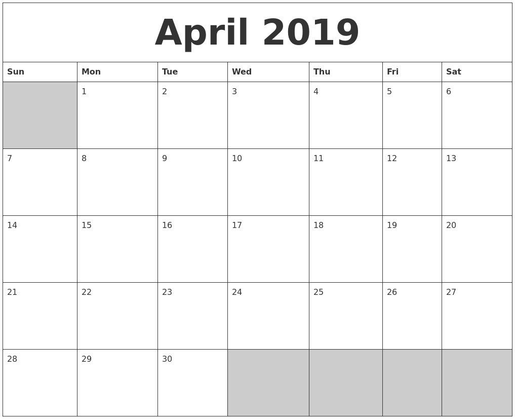 blank monthly calendar 2019 yearly printable calendar