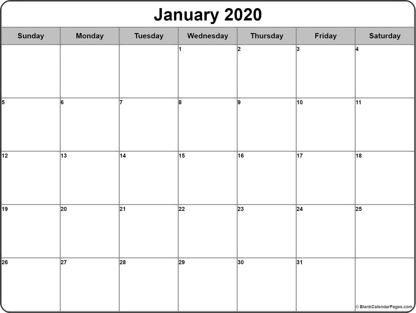 january 2020 calendar 56 templates of 2020 printable