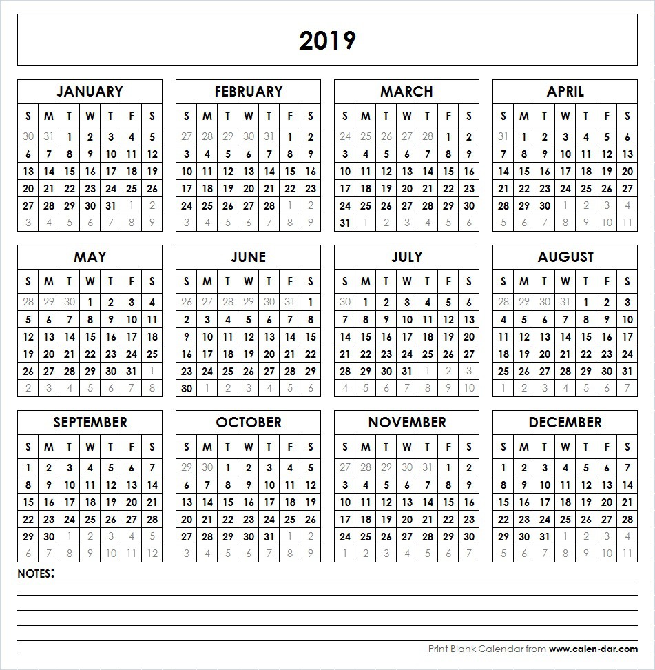 Blank 2019 Calendar – printable calendar templates