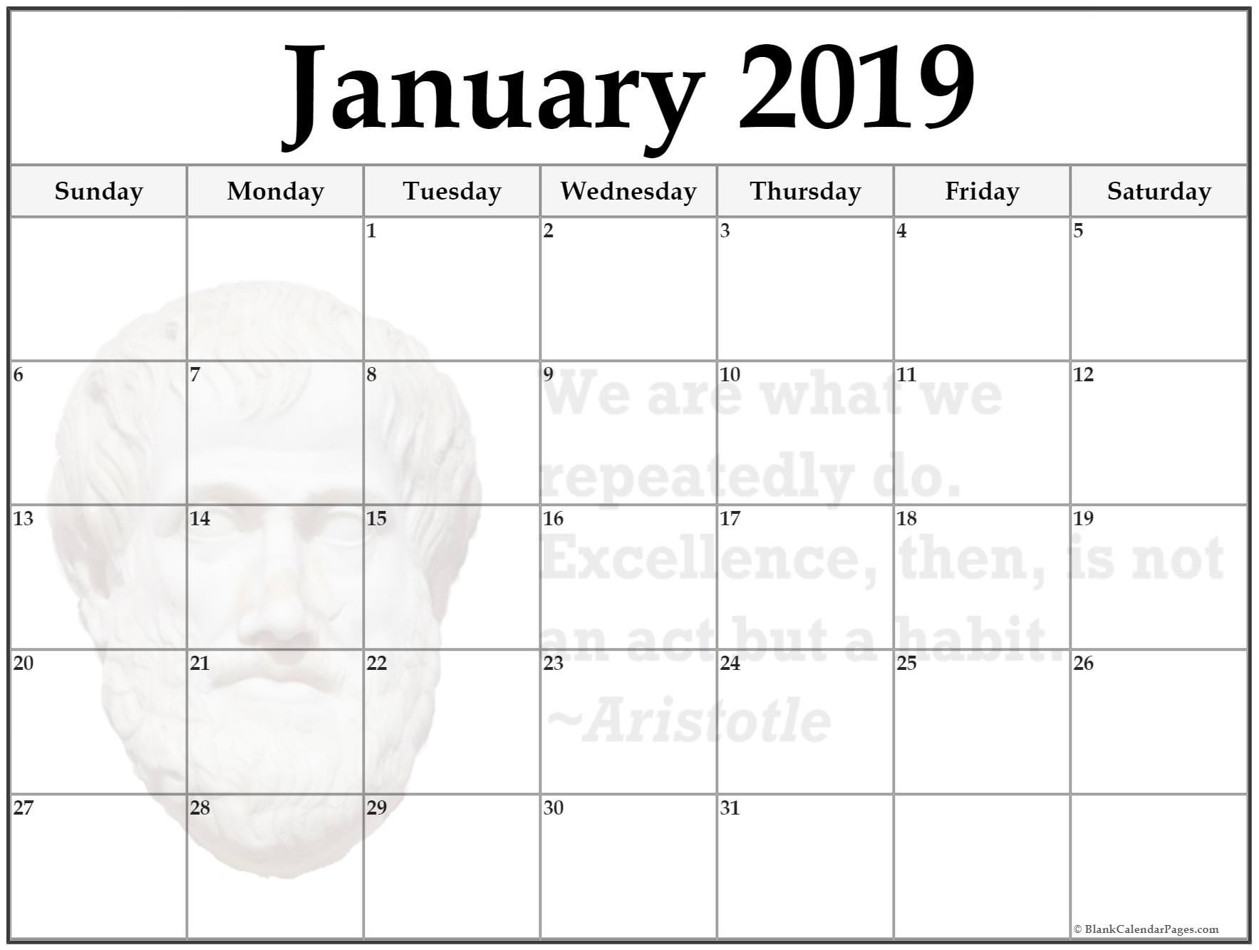 Download January 2019 Blank Calendar Template