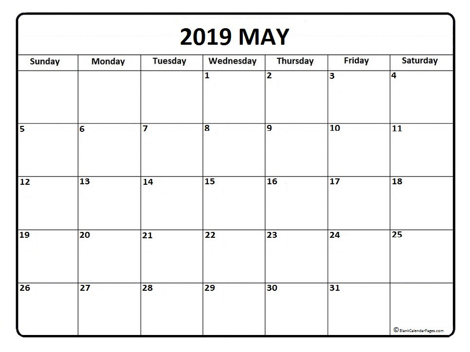 May 2019 calendar