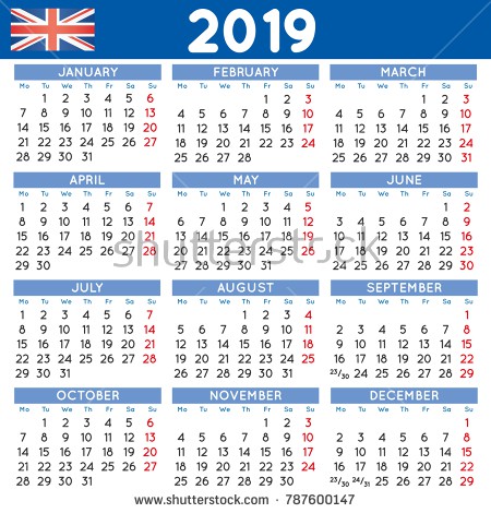 2019 calendar uk printable yearly calendar