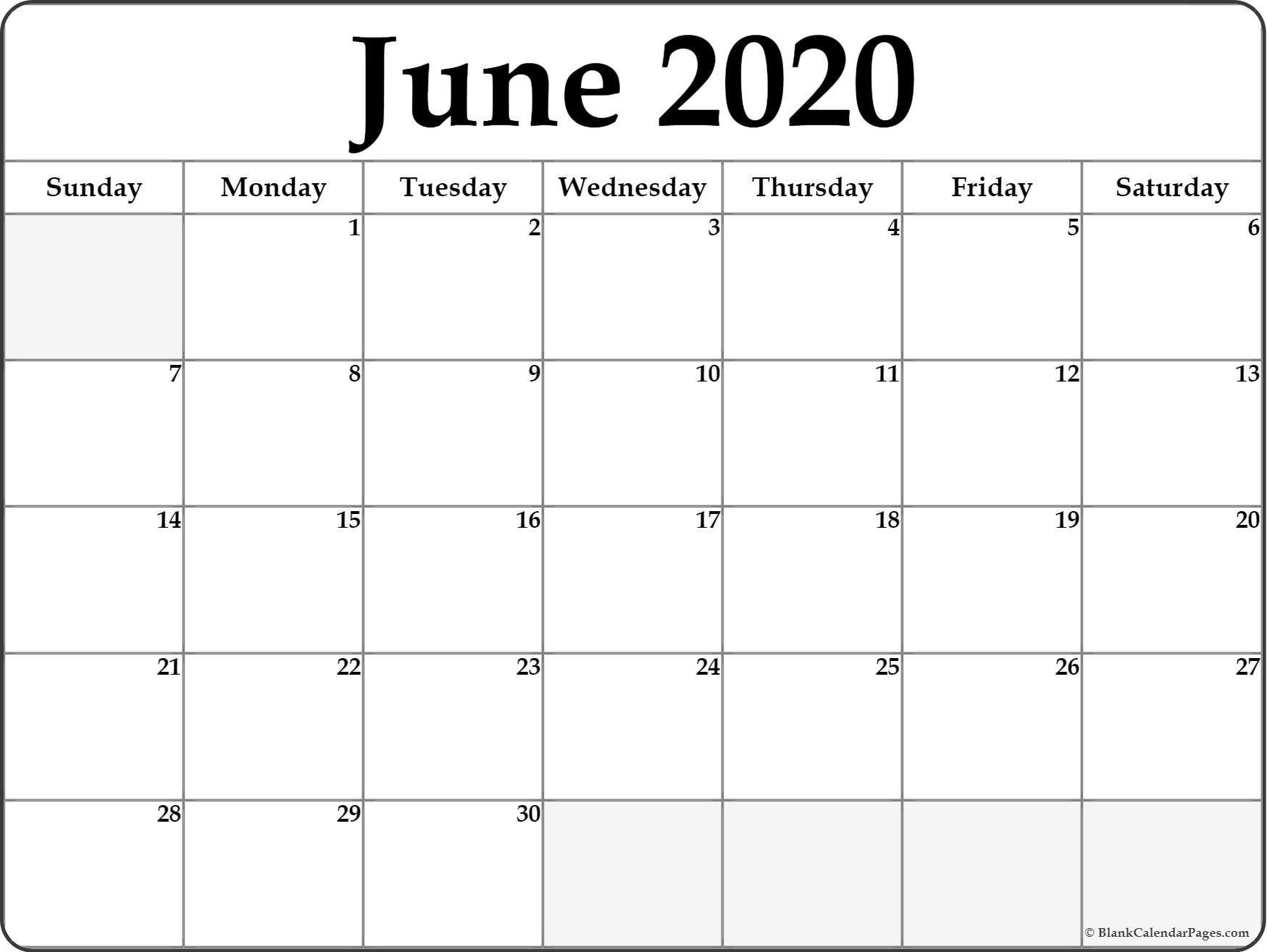 june 2020 free printable blank calendar collection