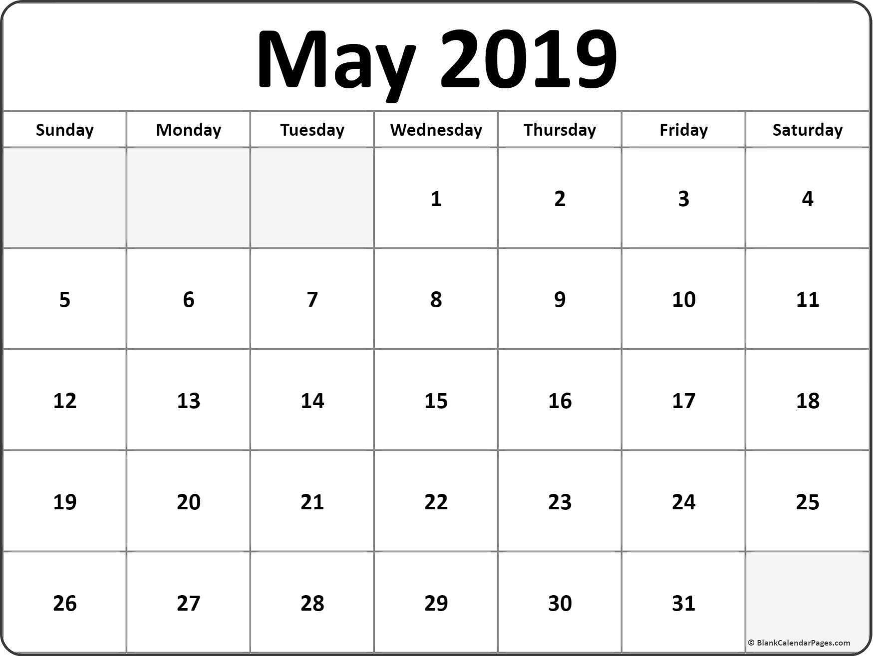 may 2019 blank calendar printable collection