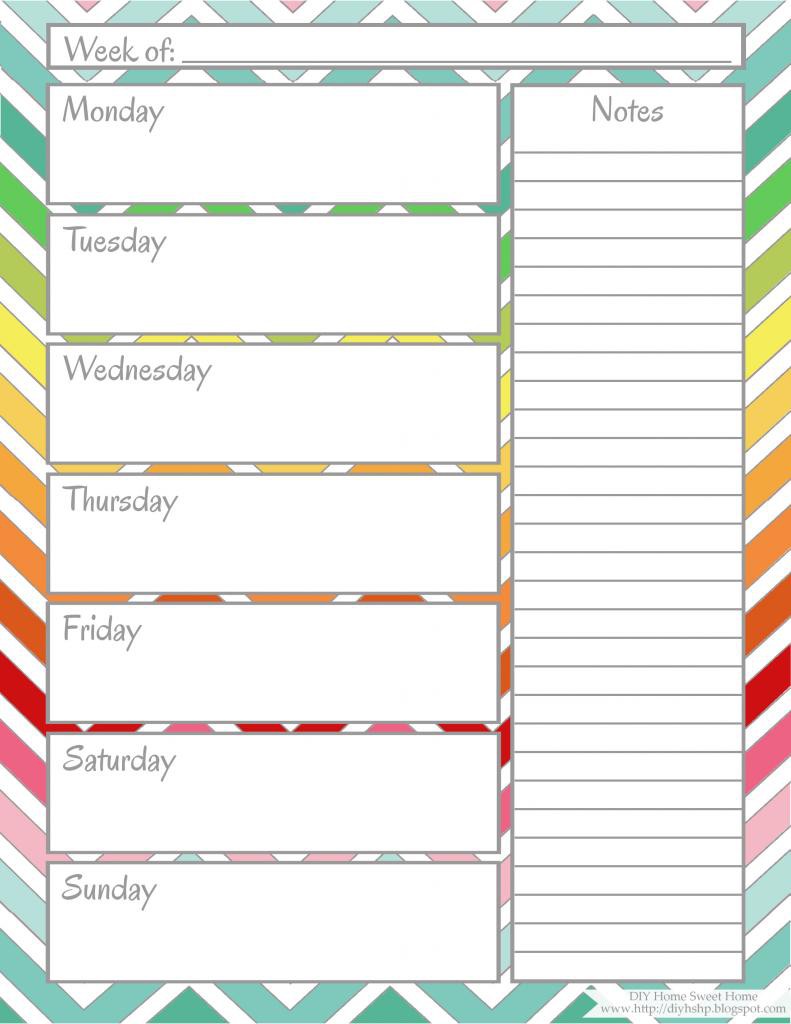 weekly calendar printable weekly calendar template