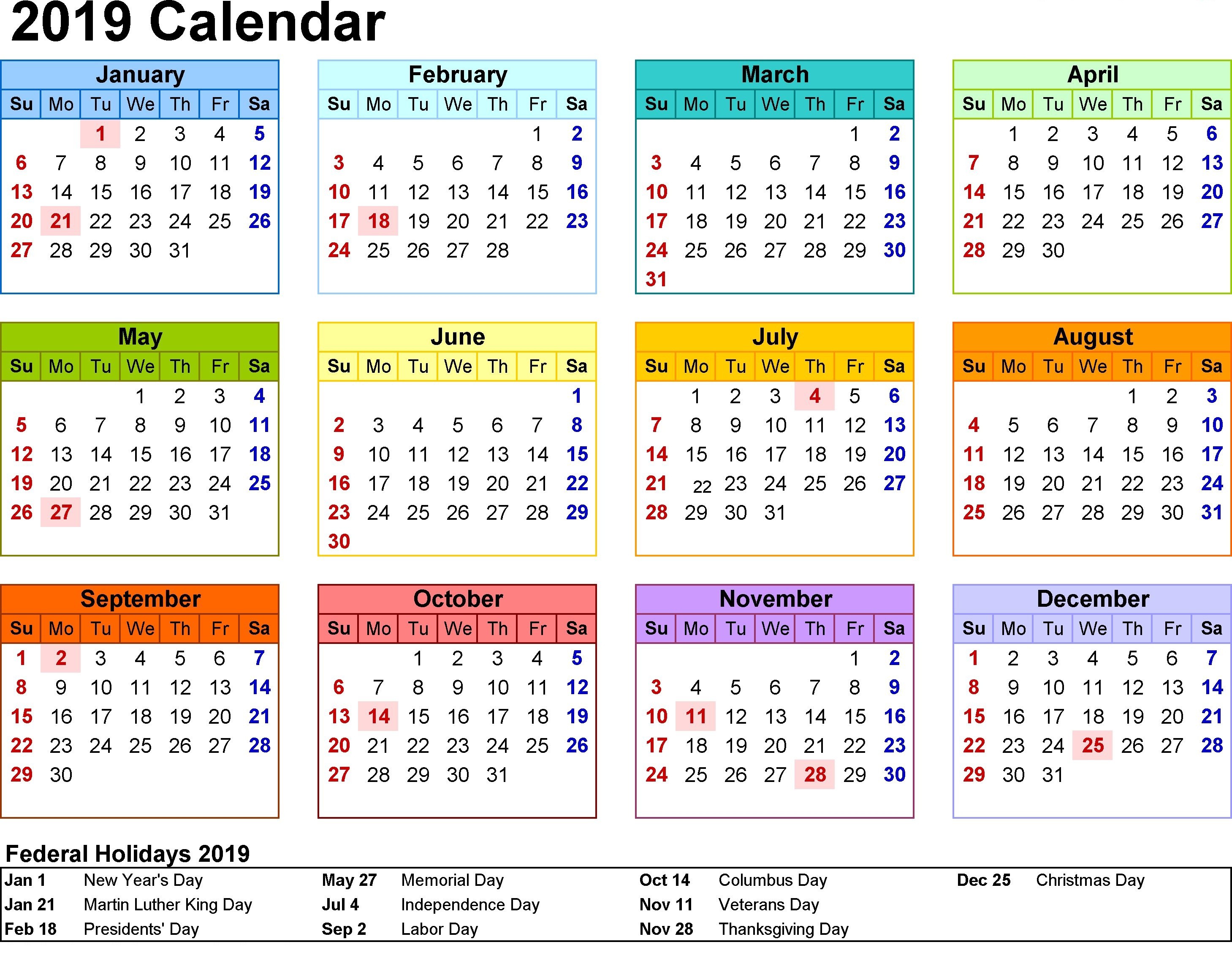 free printable calendar 2019 templates 2019 printable