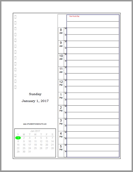 Daily Bullet style Journal Planner Free to Print 2017