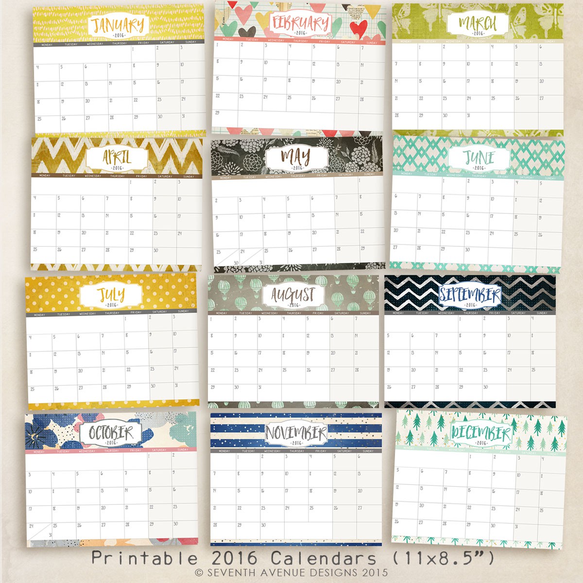 2016 free printable calendars lolly jane