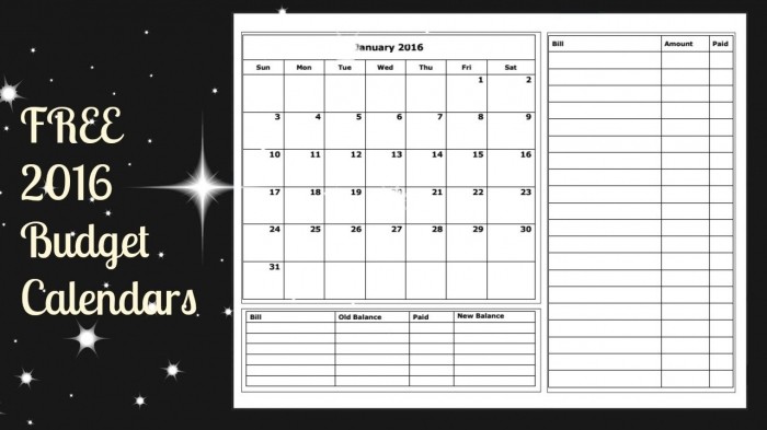 2016 calendar monthly bills calendar printable template