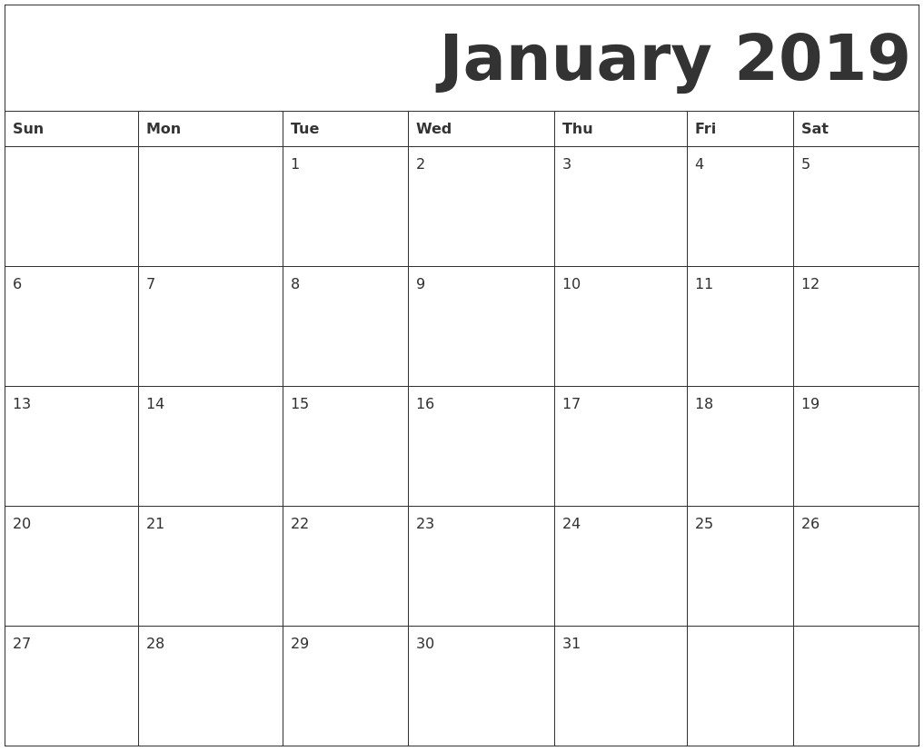 February 2019 Printable Calendars