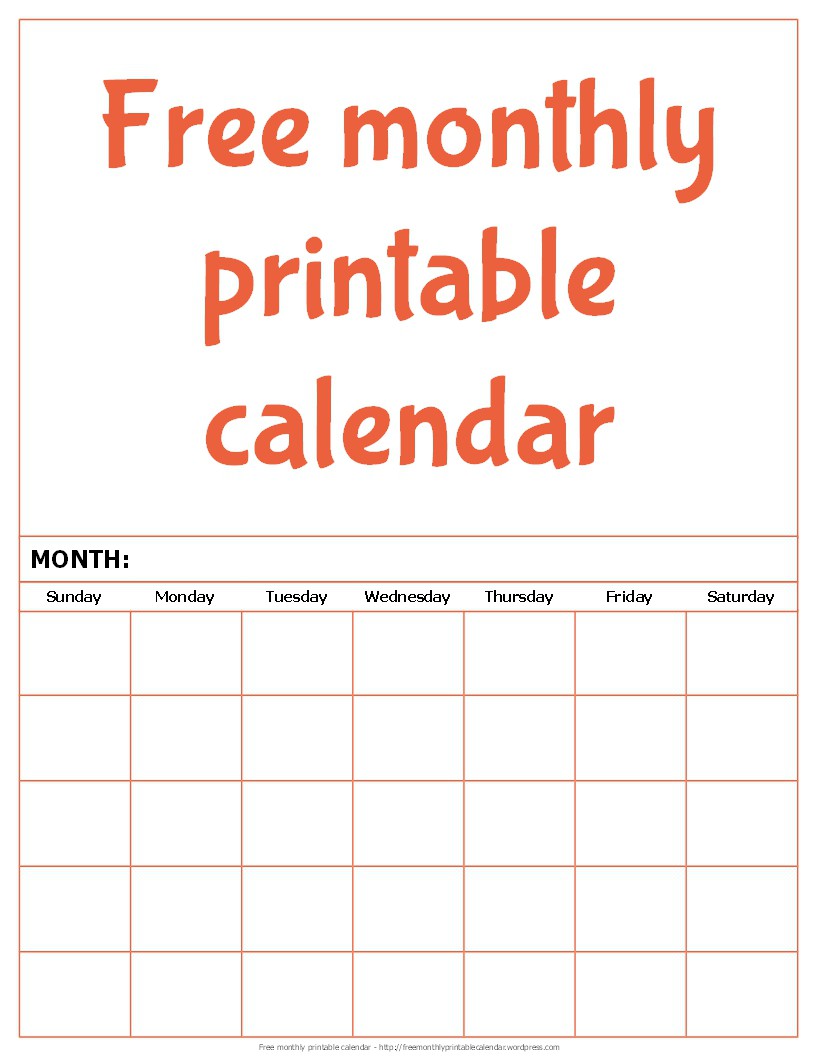 free monthly printable calendar free monthly printable