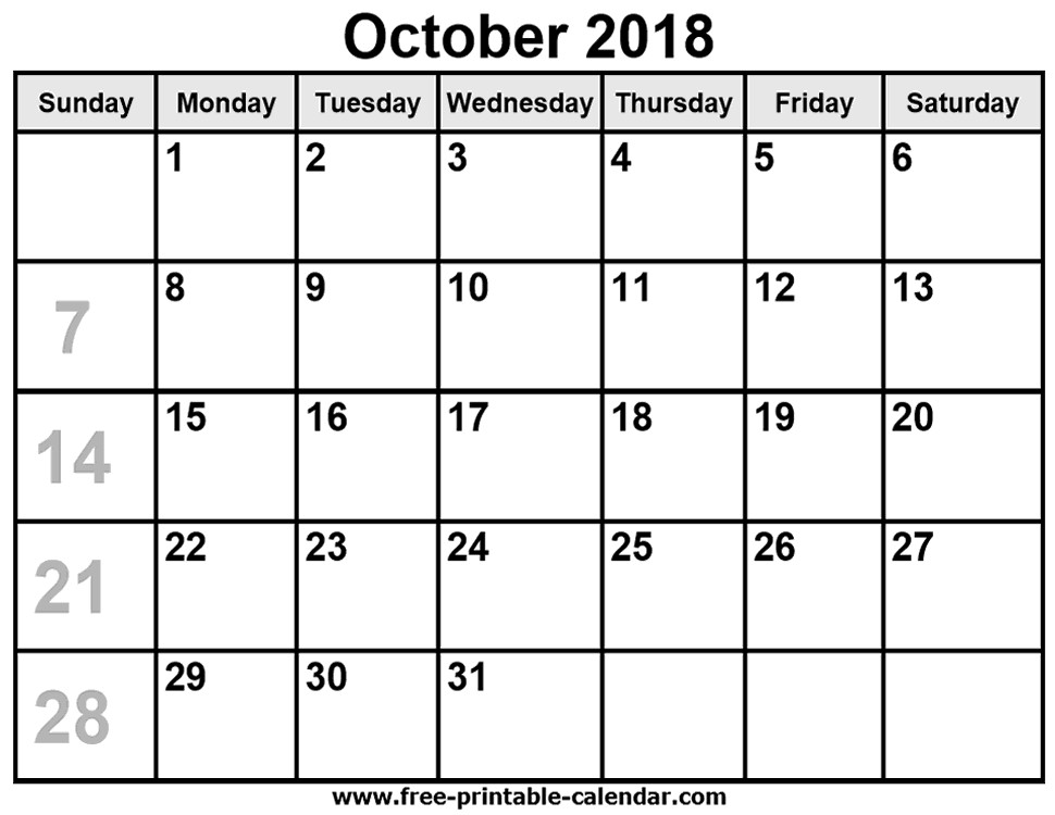 free printable calendars for free download october 2018