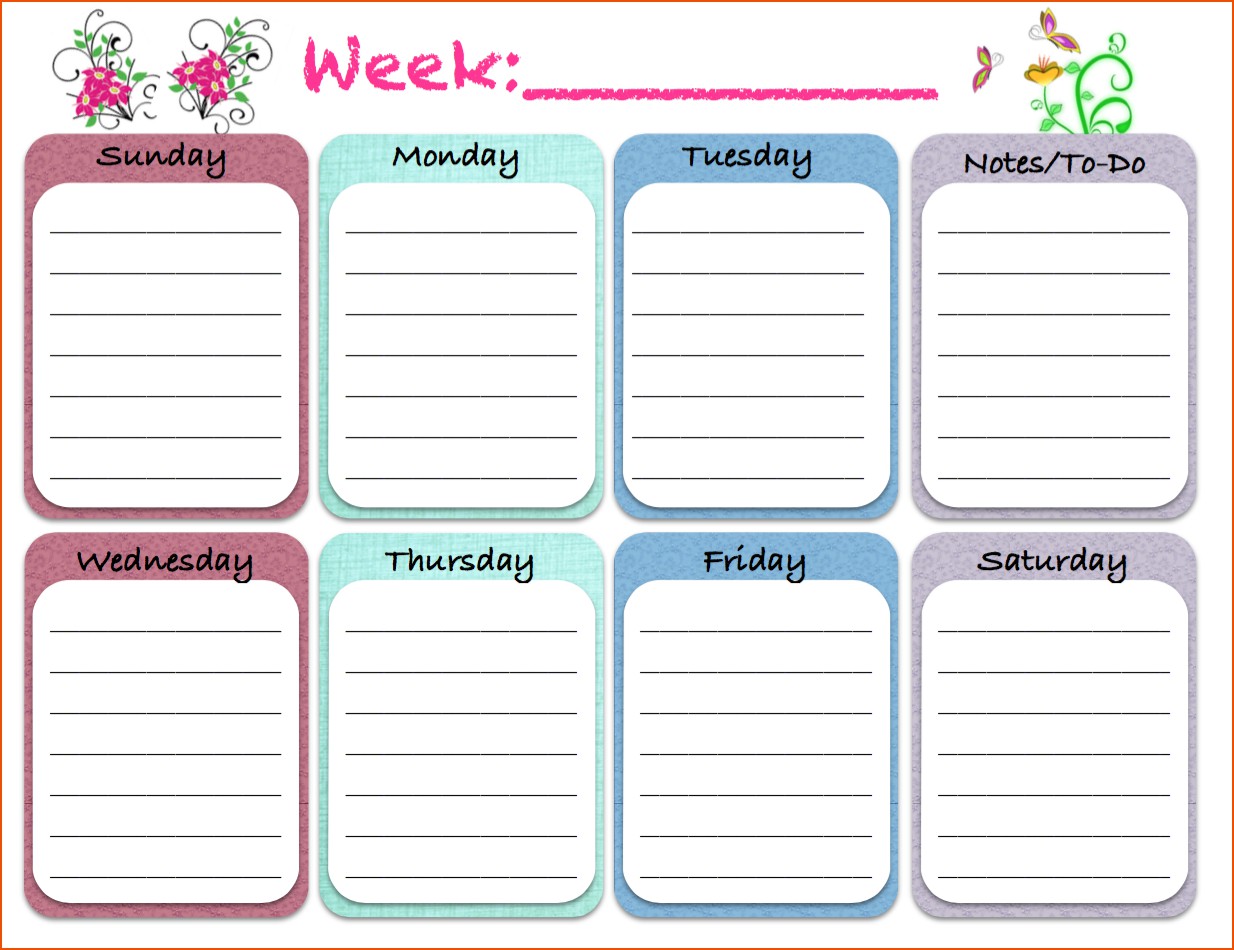 5 free printable weekly calendars bookletemplate org