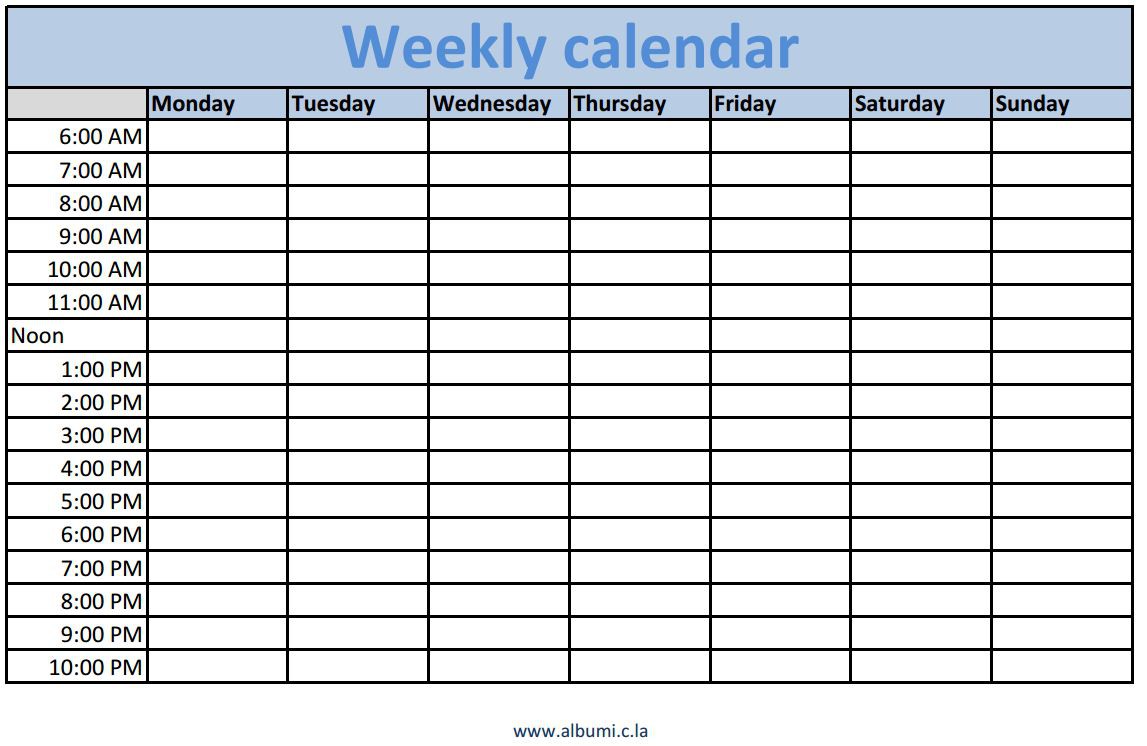 weekly calendars with times printable calendars 2018
