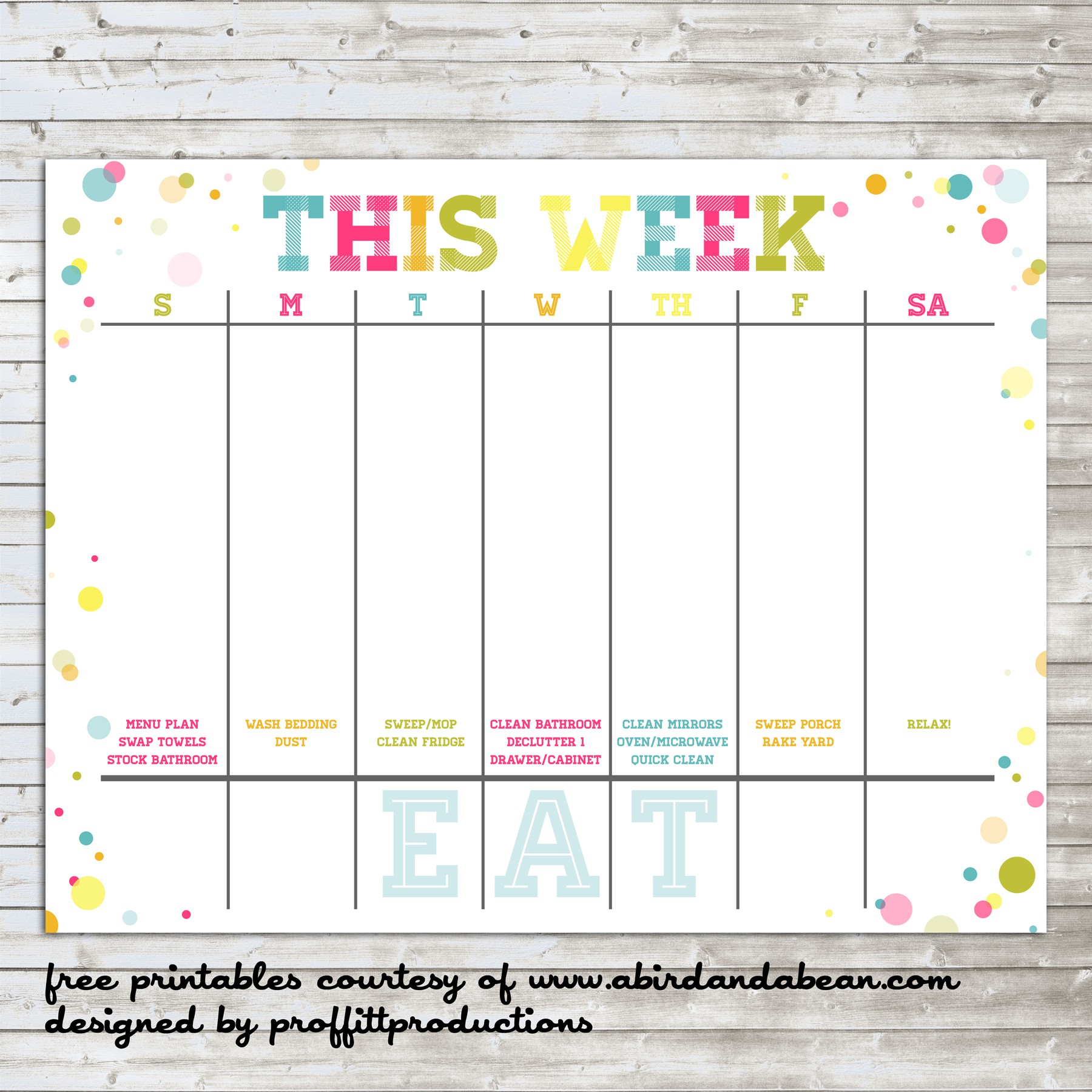 colorful weekly calendar free printable