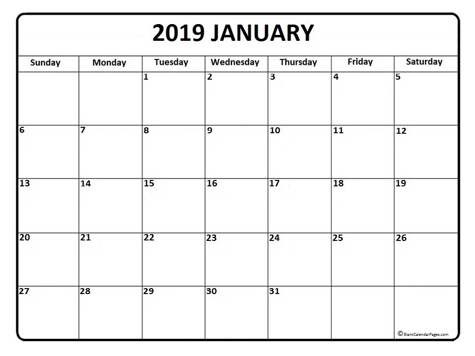 January 2019 calendar January 2019 calendar printable