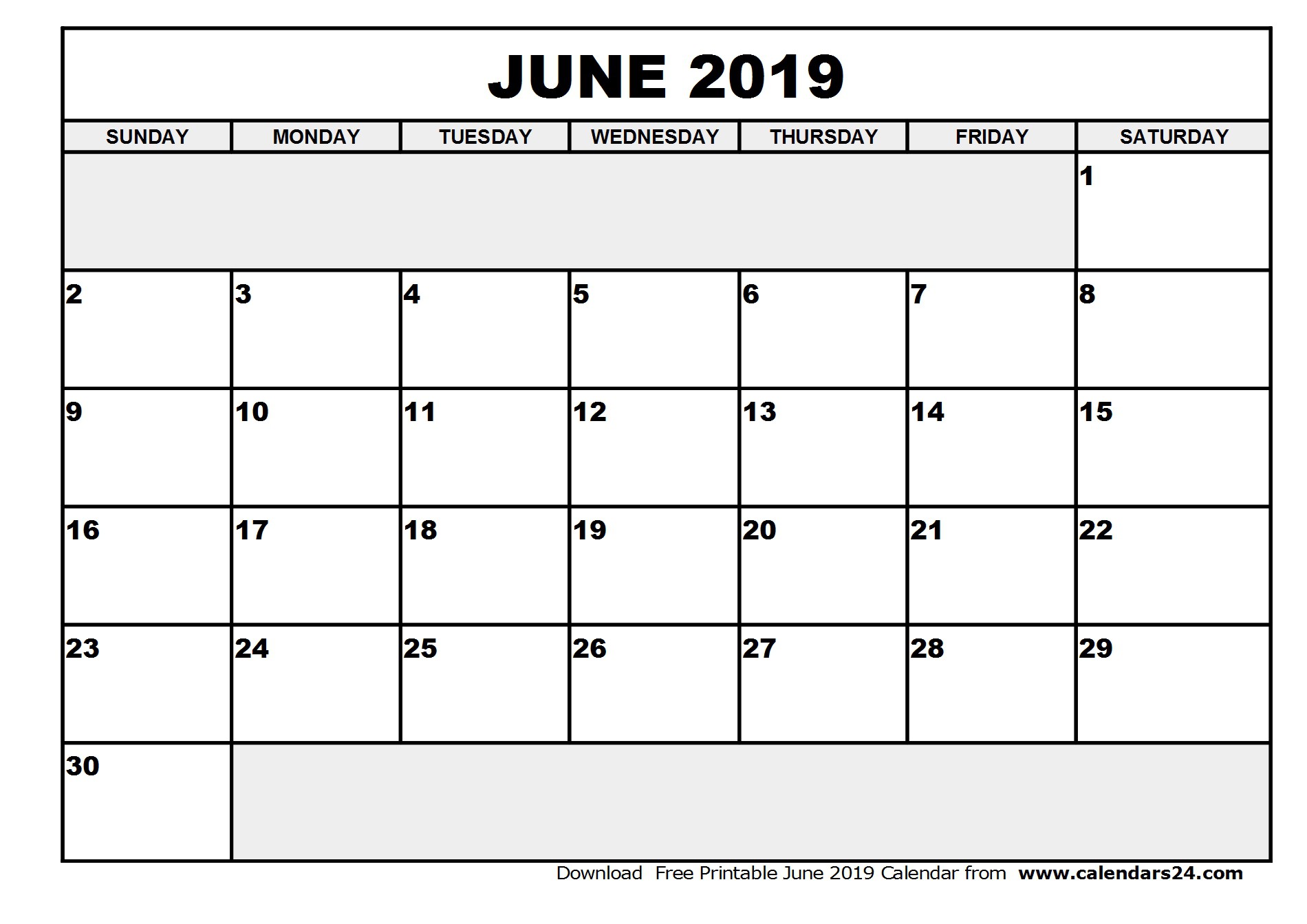 June 2019 Calendar & July 2019 Calendar