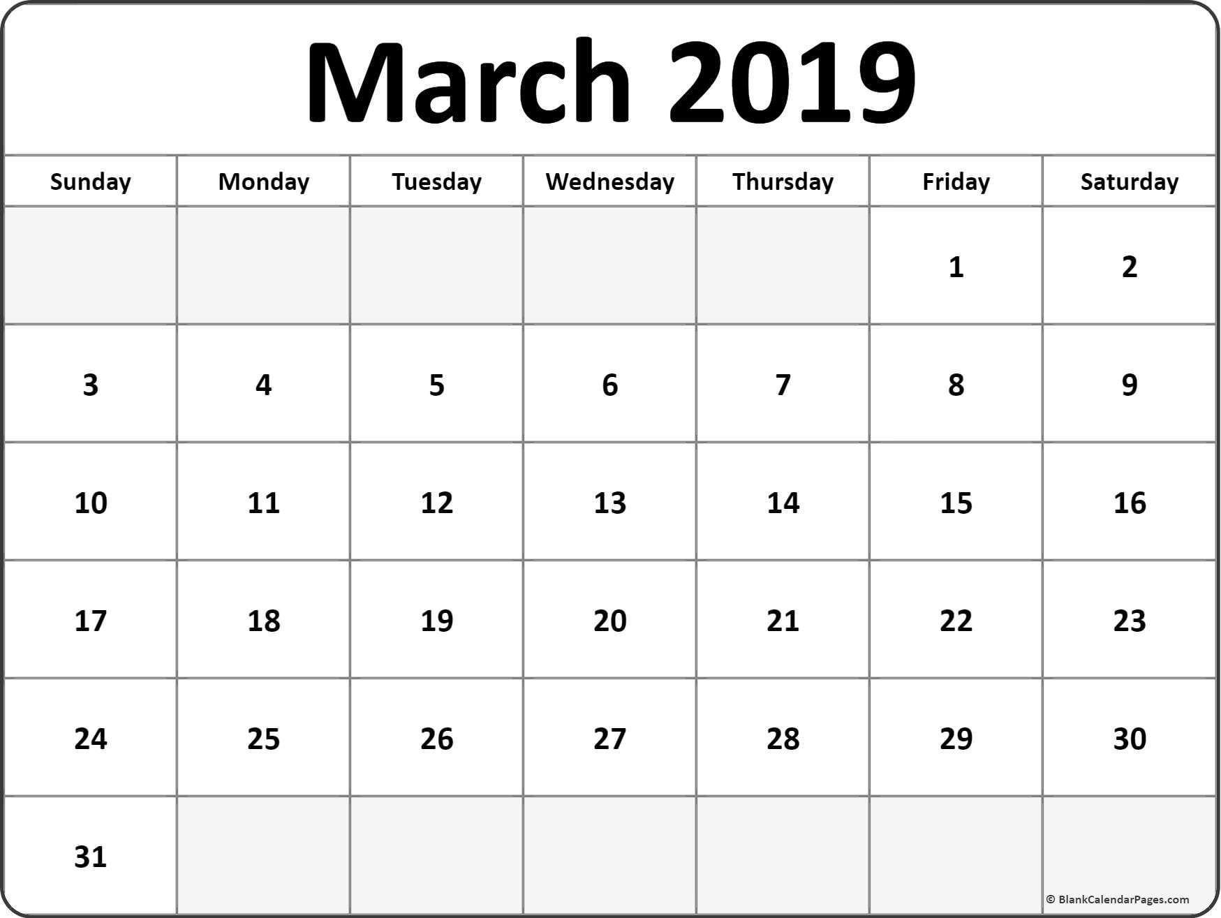 march 2019 blank calendar printable collection