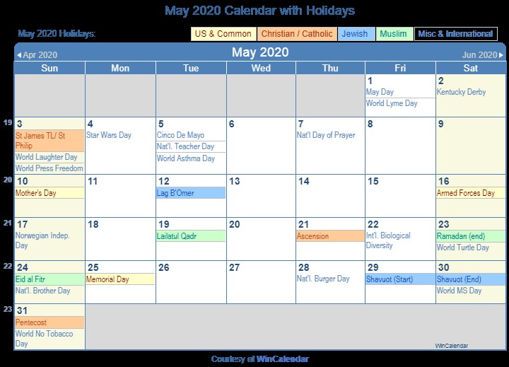 print friendly may 2020 us calendar for printing
