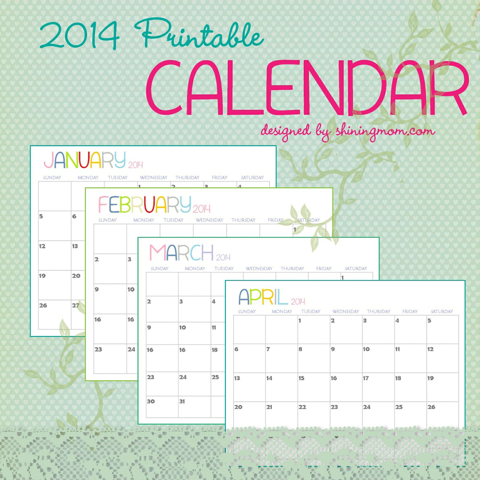the free printable 2014 calendar by shining mom com is here