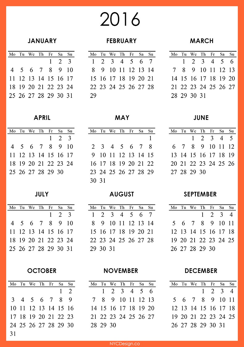 September 2016 Calendar Printable e Page – 2017