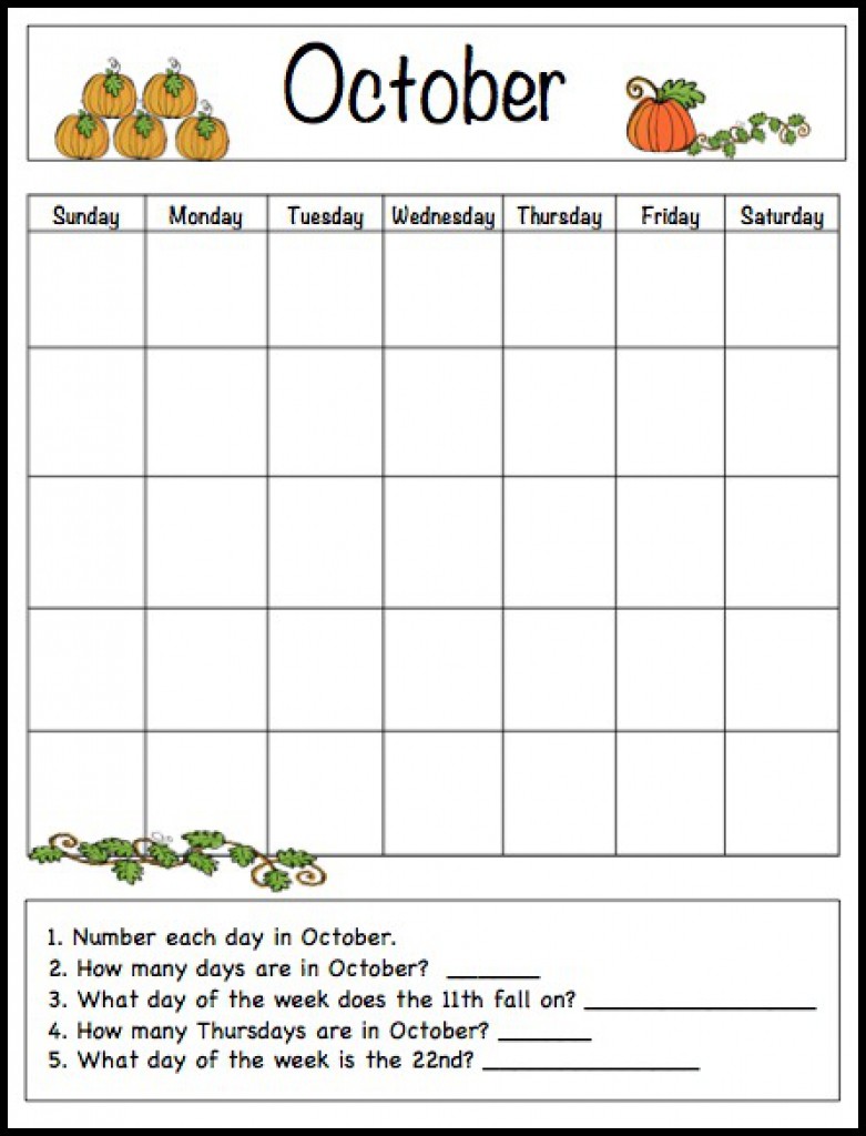 Free Printable Preschool Calendar Template