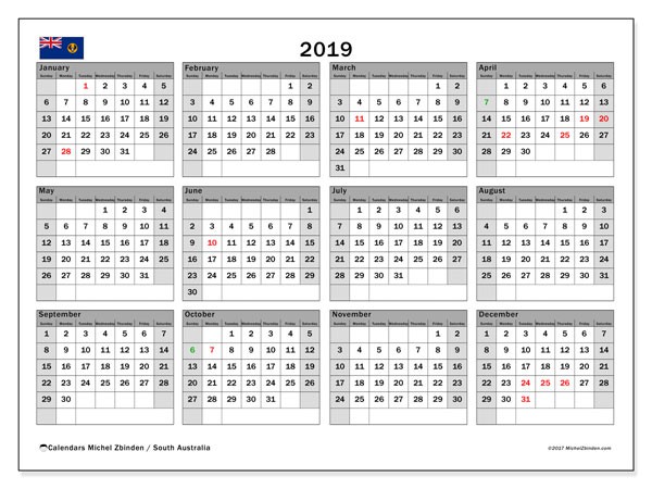 calendar 2019 south australia michel zbinden en