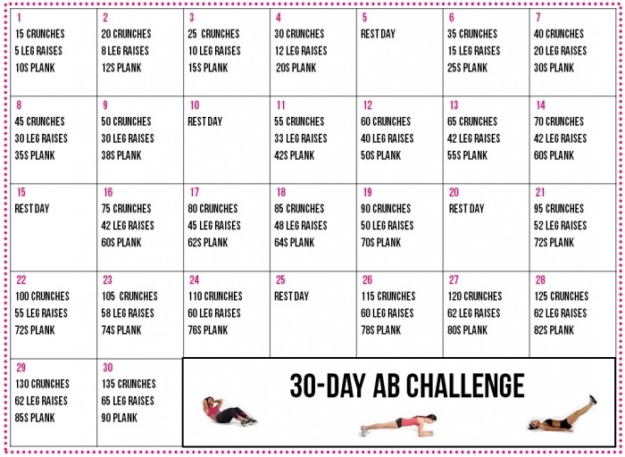 30 day ab and squat printable calendar calendar