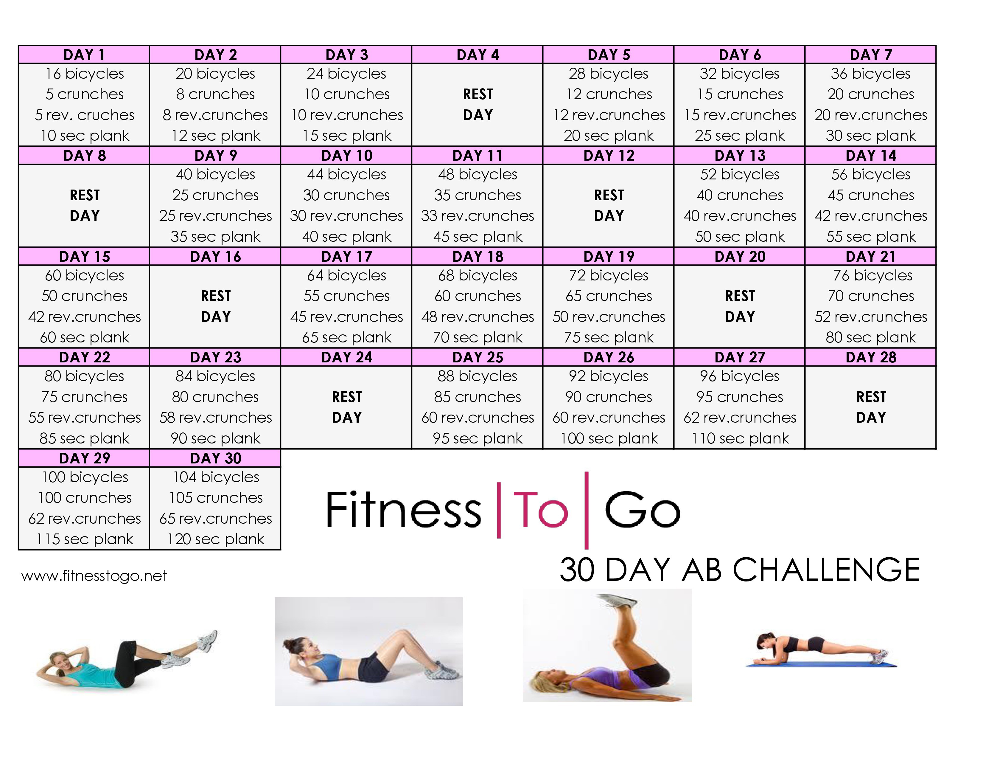 30 day abs challenge printable online calendar templates