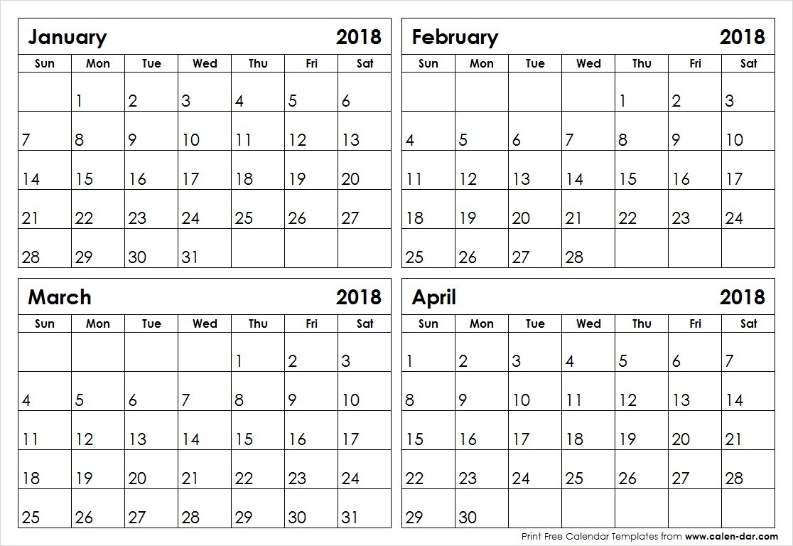 4 month calendar printable 2018 seven photo