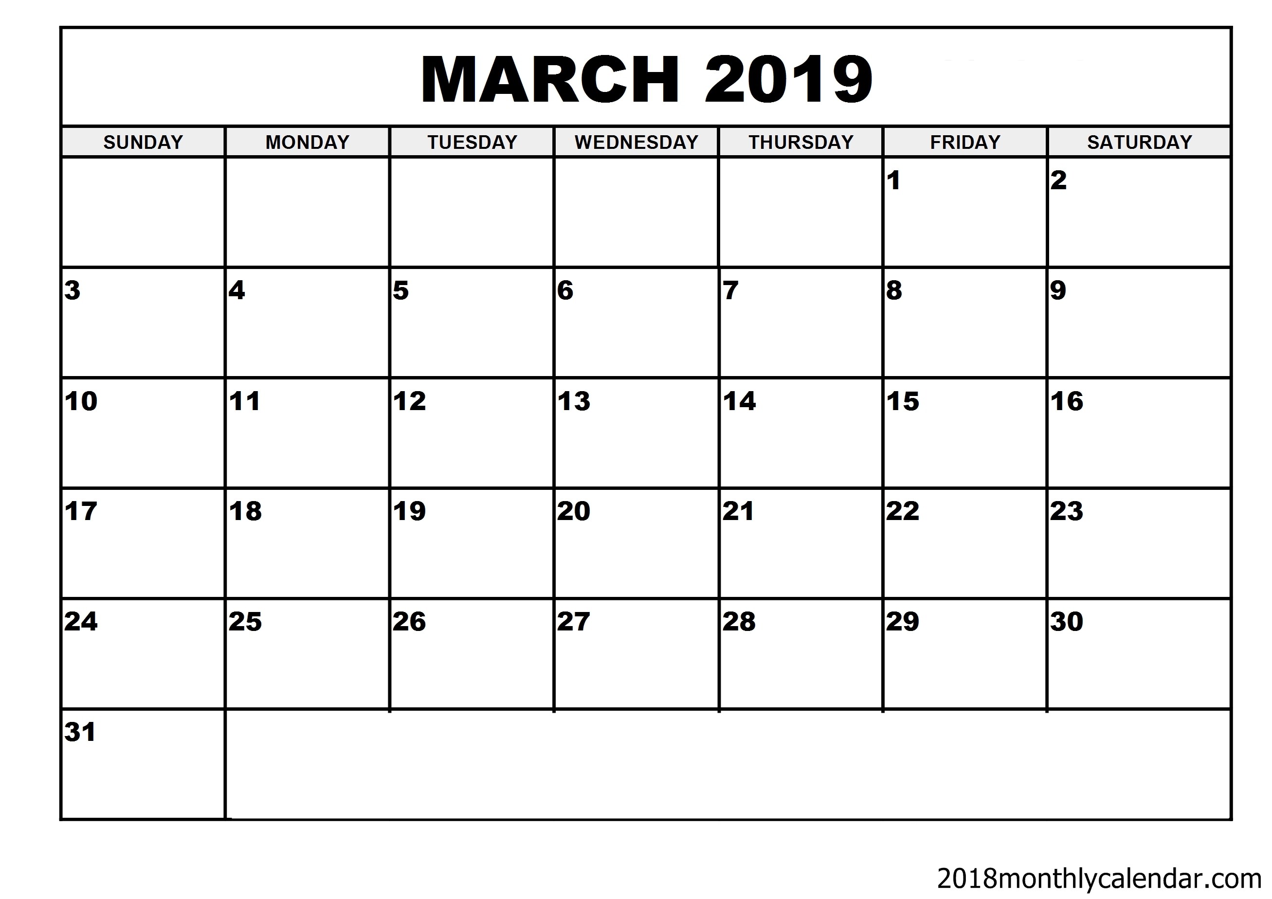 download march 2019 calendar blank editable
