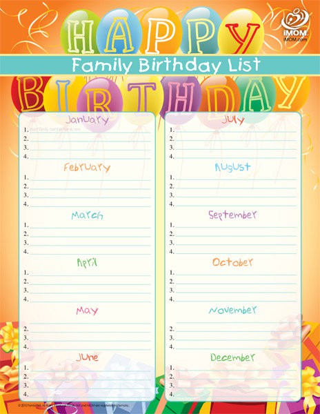 family birthday list imom