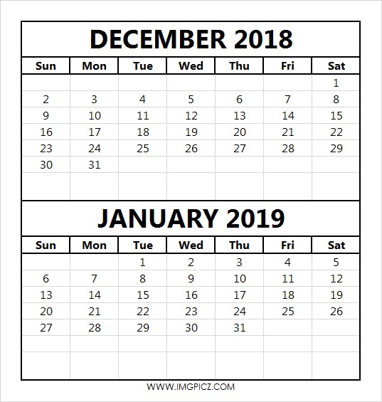dec 2018 jan 2019 calendar 2018 calendar template