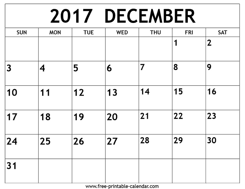 december 2017 calendar monthly calendar 2017