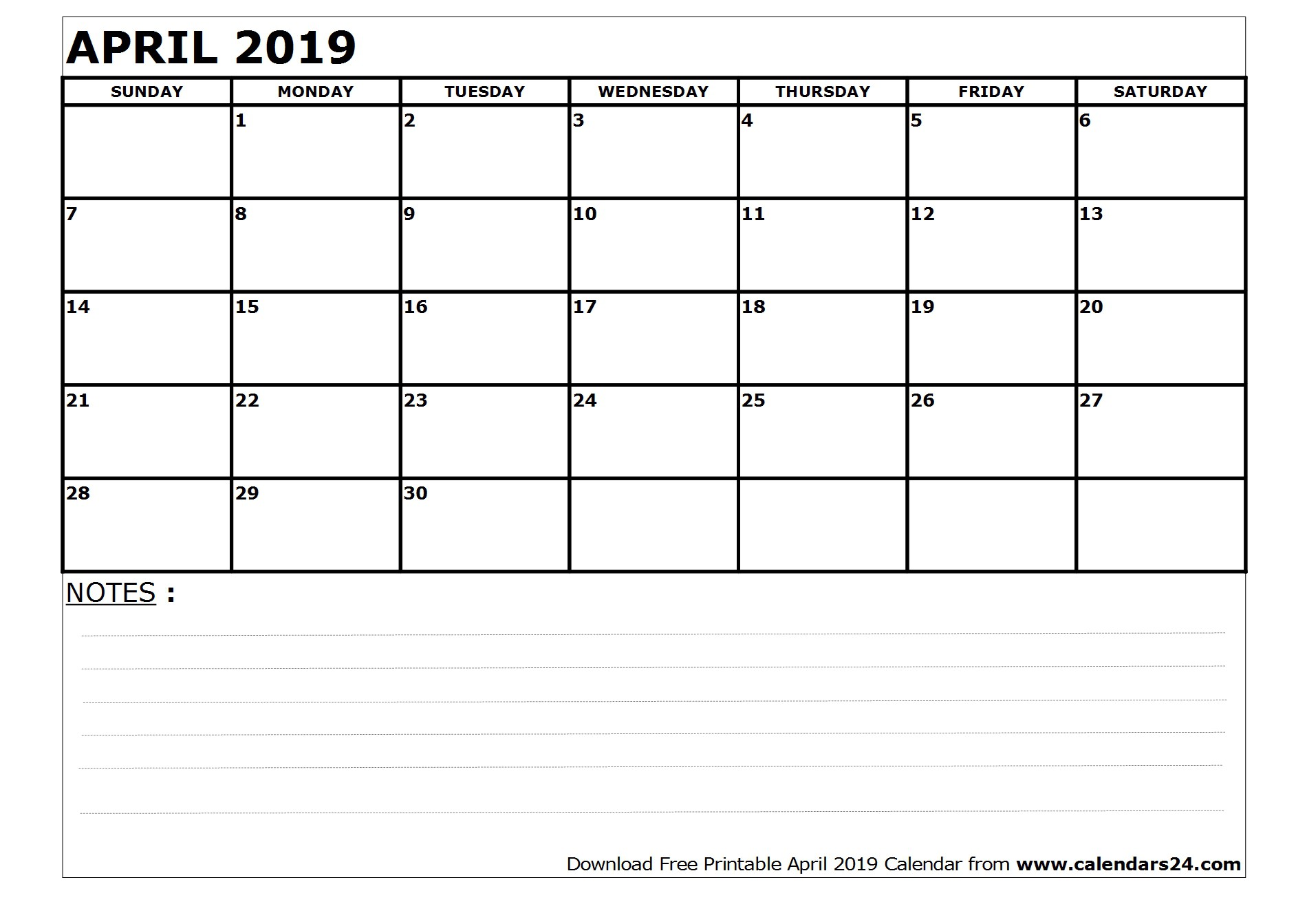 April 2019 Calendar & May 2019 Calendar
