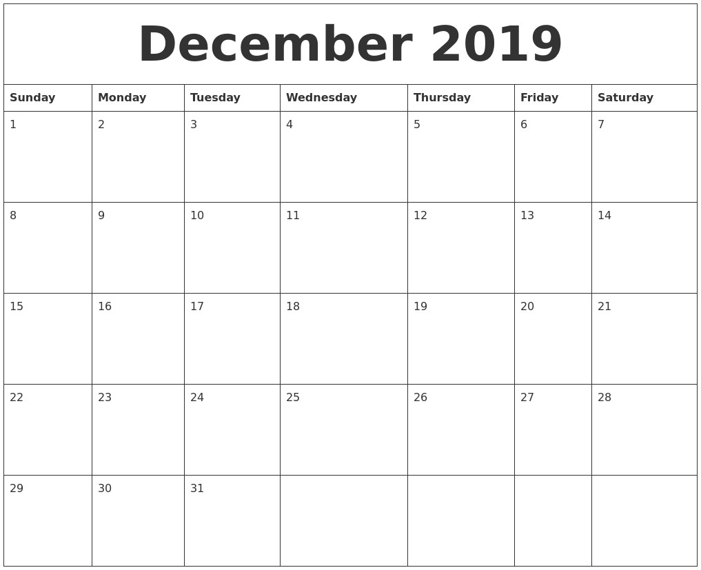 december 2019 printable calendar 2018 calendar printable