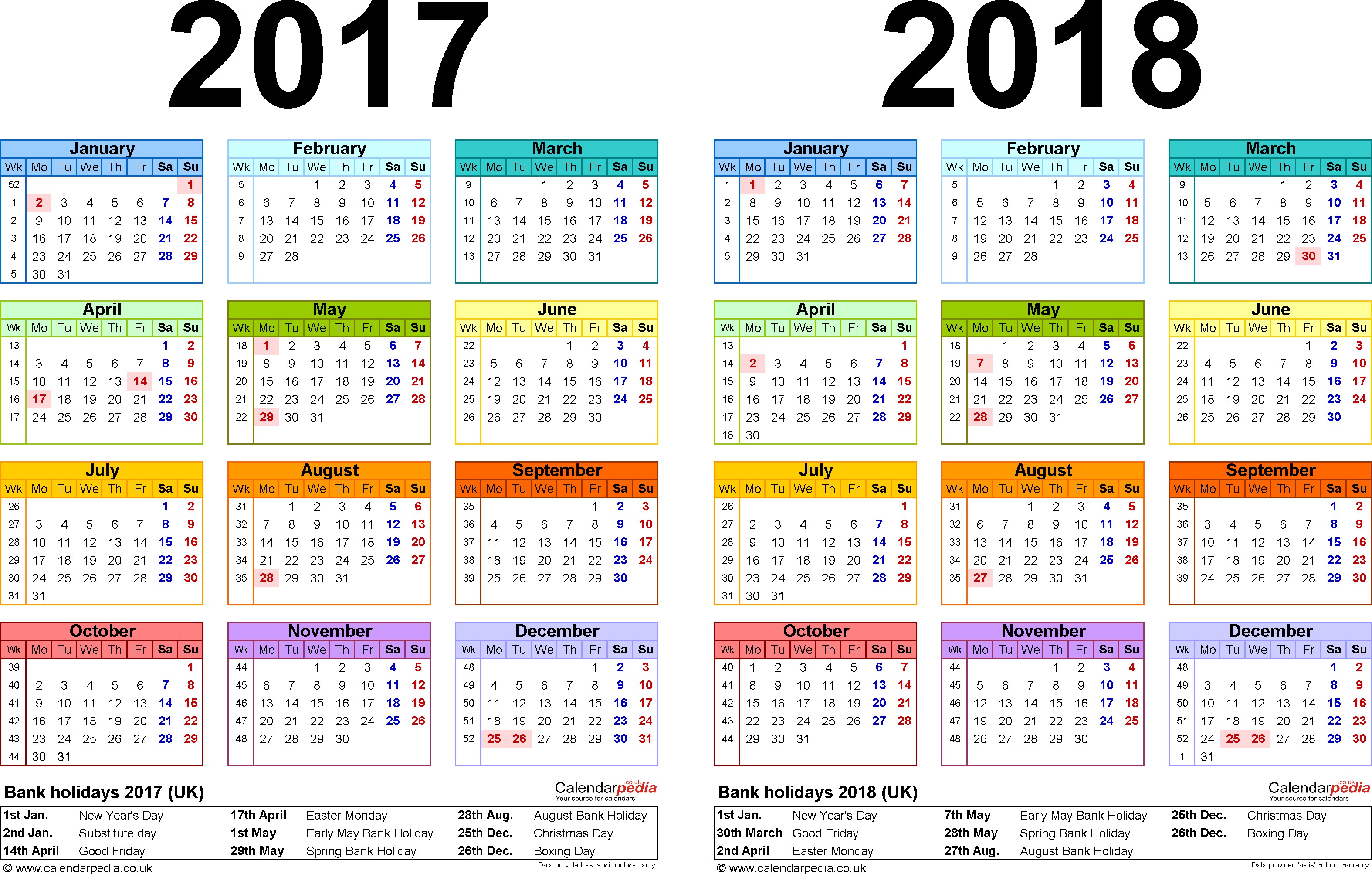 2018 calendar uk calendar printable free