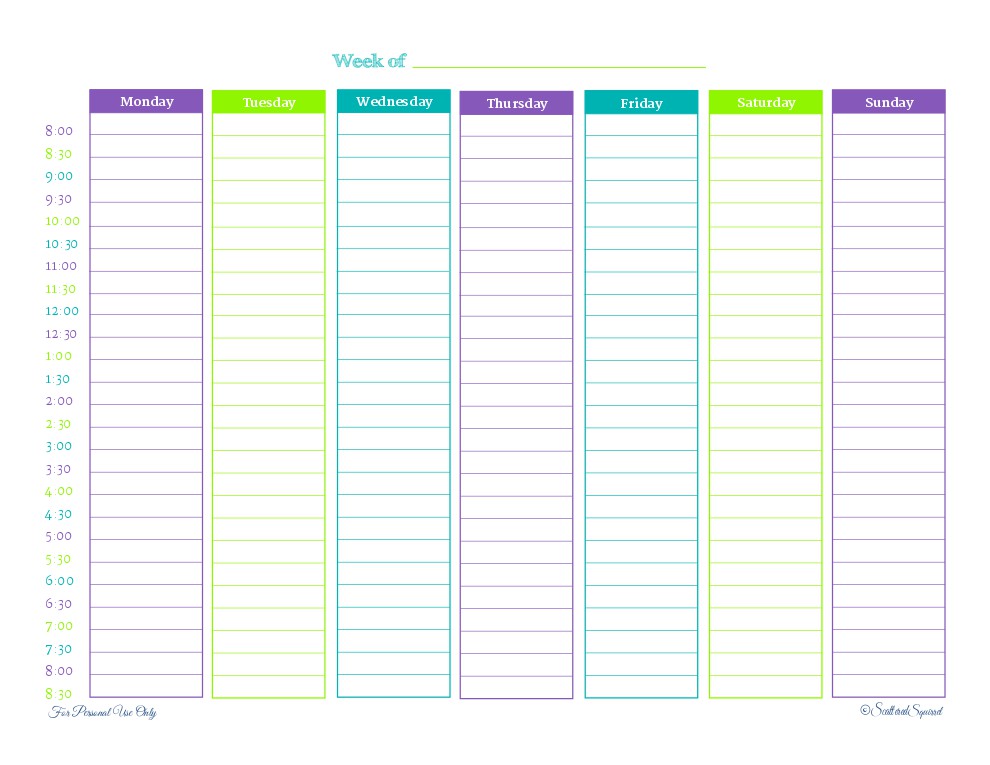 printable day calendar with time slots calendar template