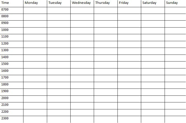 weekly calendar with time slots template weekly calendar